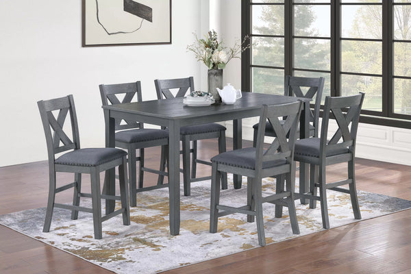 7-Piece Counter Height Dining Set – Table + 6 Chairs (F2639)