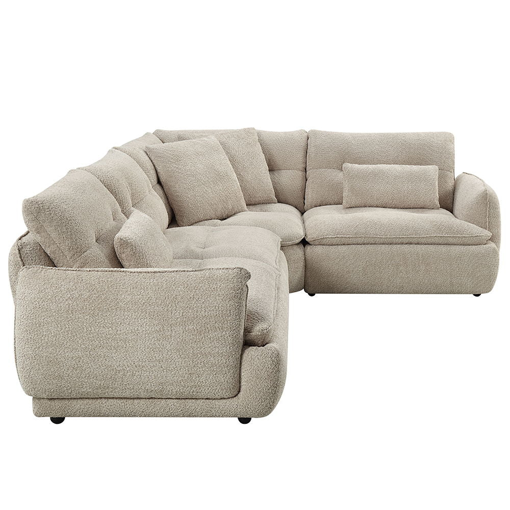 Jonina - Sectional Sofa With 4 Pillows - Beige Chenille