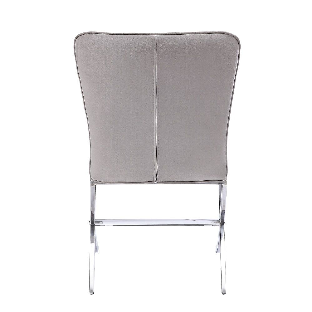 Daire - Side Chair (Set of 2) - Light Gray Velvet & Chrome