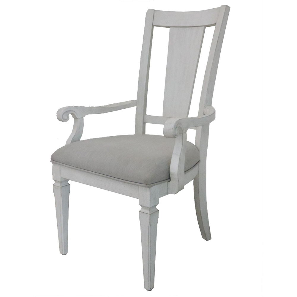 Katia - Arm Chair (Set of 2) - Light Gray Linen & Weathered White