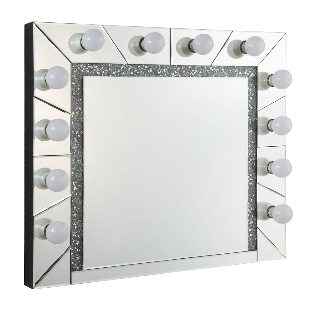 Noralie - 28" Accent Mirror - Mirrored & Faux Diamonds