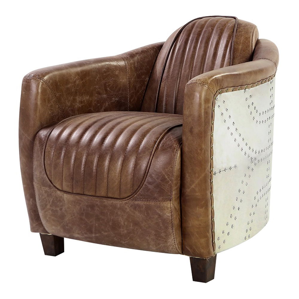 Brancaster - Chair - Retro Brown Top Grain Leather & Aluminum
