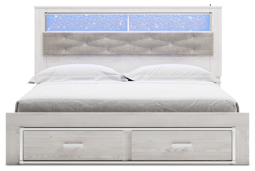 Altyra - King Upholstered Bookcase Bed With Storage - White