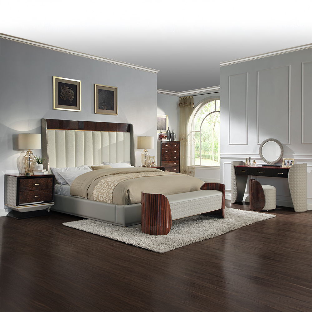 Jamonica - Eastern King Bed - Beige & Dark Brown