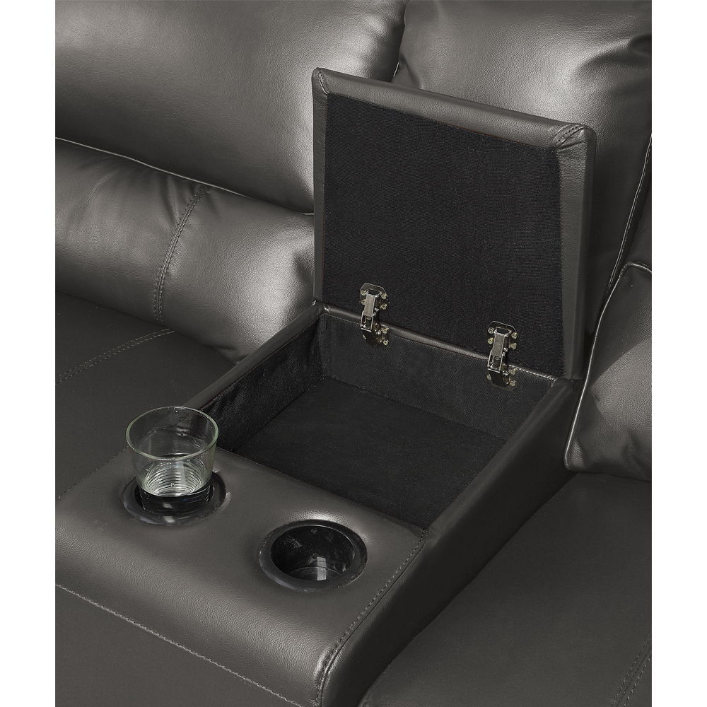 Saul - Power Motion Sectional Sofa - Gray Leather-Aire