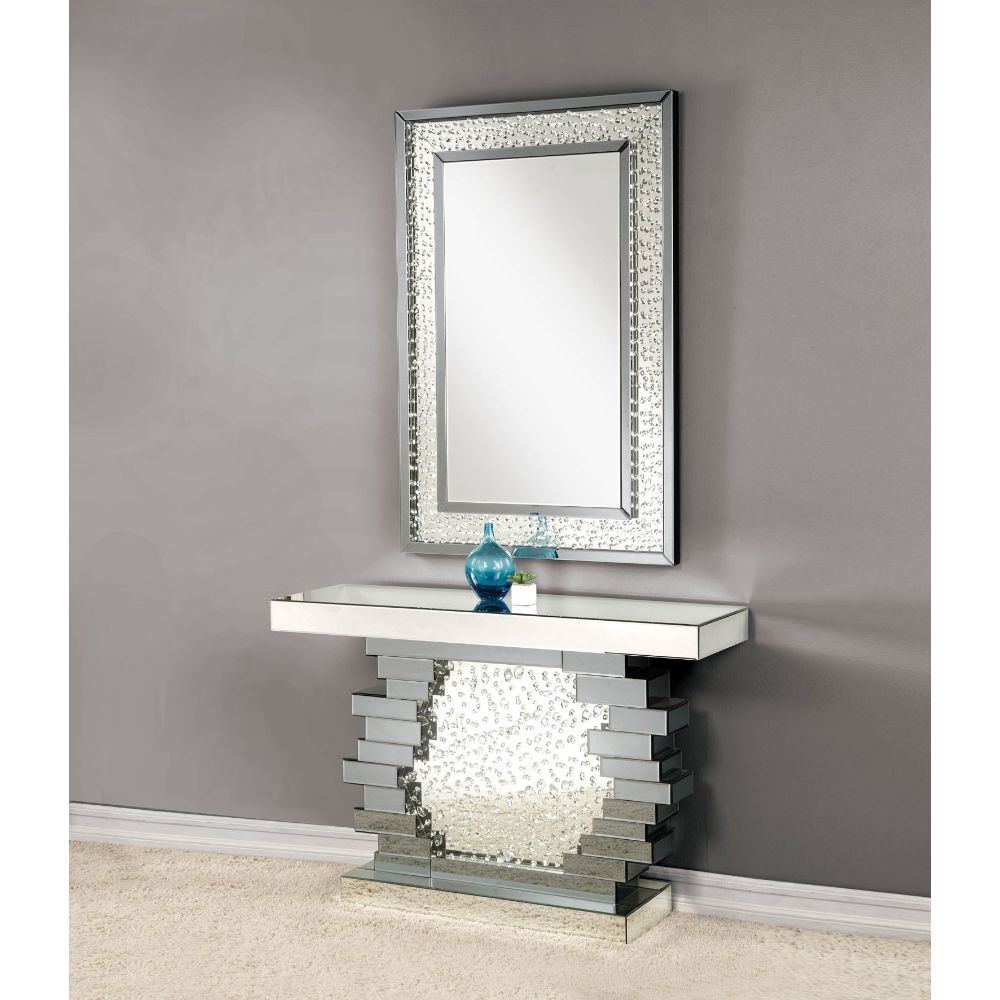 Nysa - 47" X 14" Console Table - Mirrored & Faux Crystals