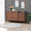 Bevis - Server - Green Fabric & Walnut