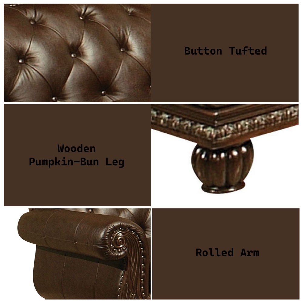 Anondale - Loveseat - Espresso Top Grain Leather Match & Cherry