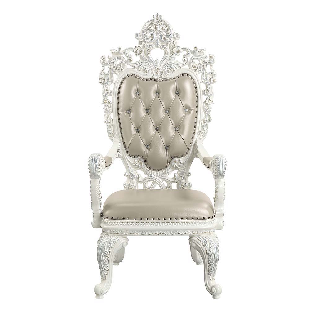 Vanaheim - Arm Chair (Set of 2) - Beige Synthetic Leather & Antique White