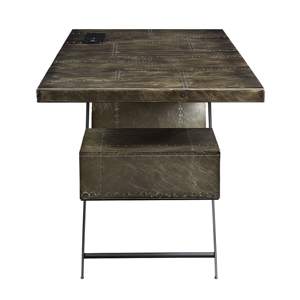 Brancaster - Executive Writing Desk With USB - Bronze Aluminum