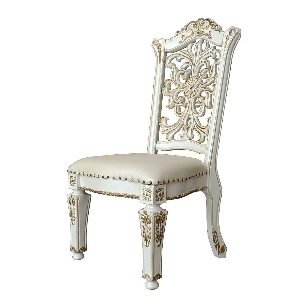Vendome - 48" Side Chair (Set of 2) - Synthetic Leather & Antique Pearl