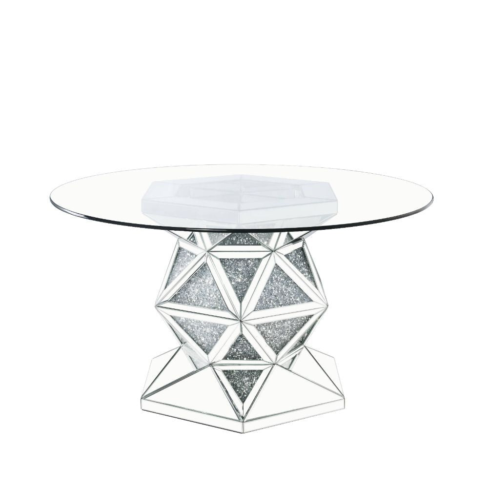 Noralie - 52" Round Dining Table - Mirrored & Faux Diamonds