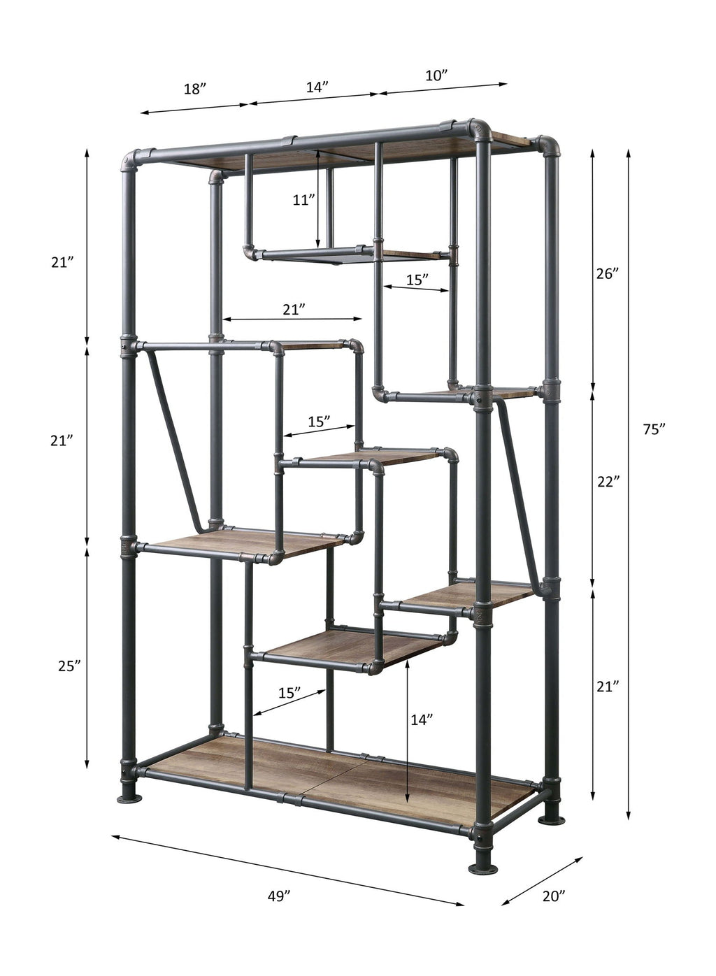Brantley - Bookshelf - Antique Oak & Sandy Gray