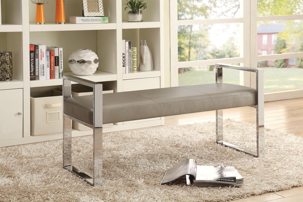Joshua - Upholstered Benche - Pearl Silver