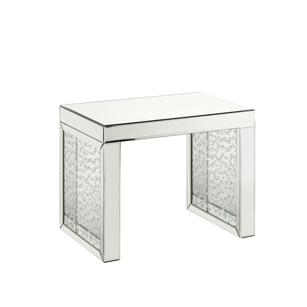 Nysa - 20" Accent Table - Mirrored & Faux Crystals Inlay