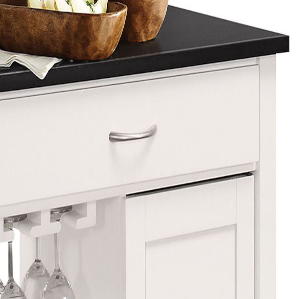 Ottawa - Kitchen Cart - Black Wooden Top & White