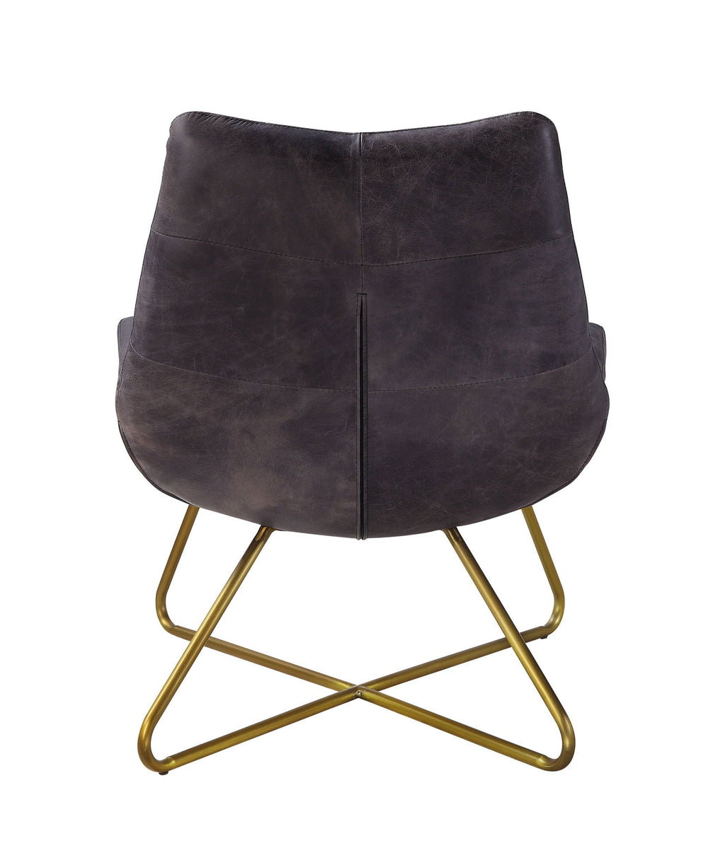Dhalsim - Accent Chair - Antique Ebony Top Grain Leather