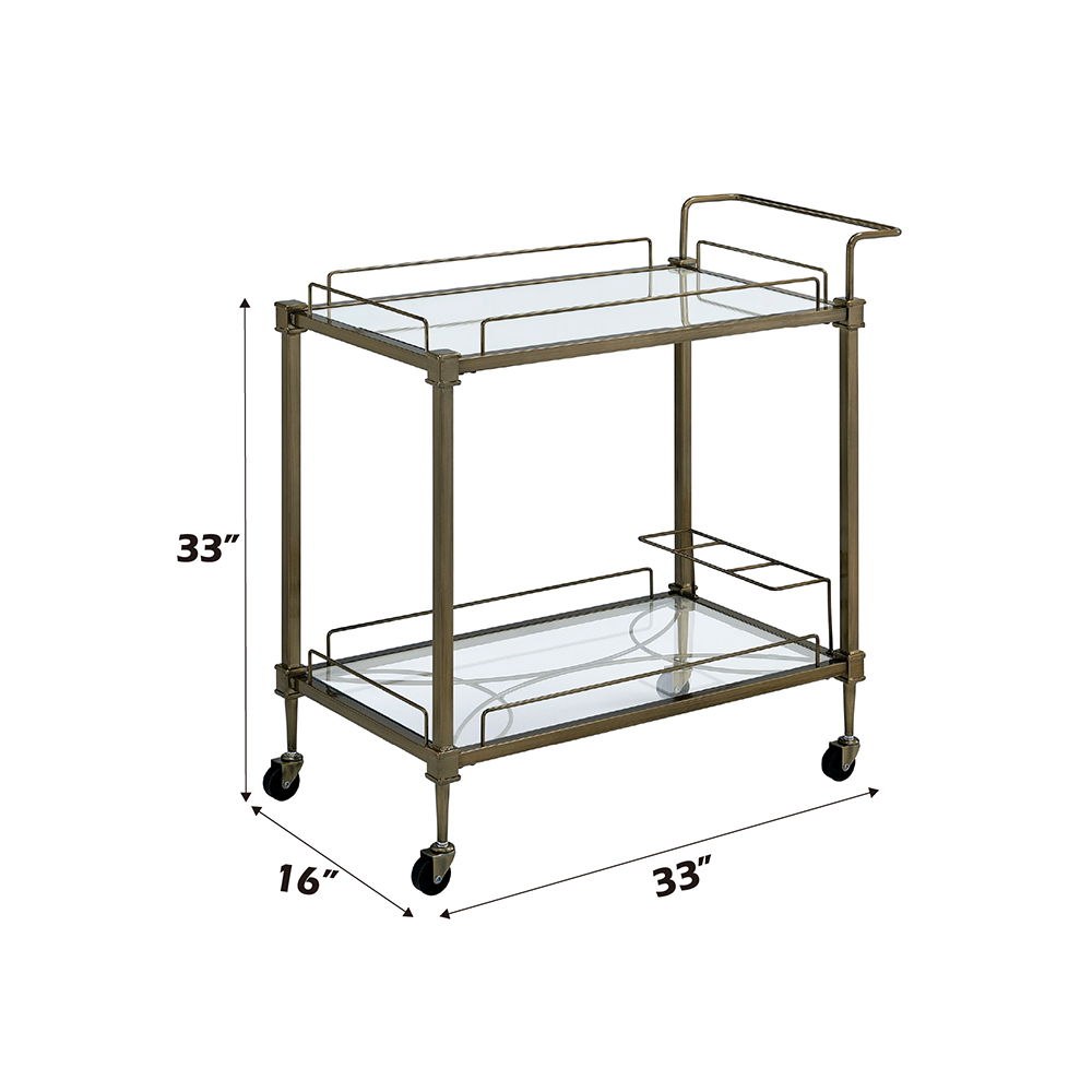 Aditya - Serving Cart - Mirrored & Antique Brass