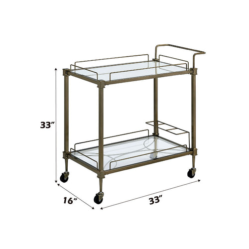 Aditya - Serving Cart - Mirrored & Antique Brass