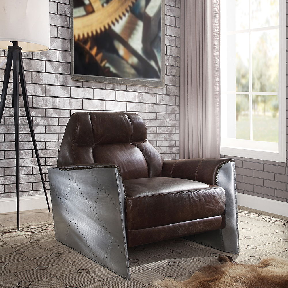 Brancaster - Accent Chair - Espresso Top Grain Leather & Aluminum