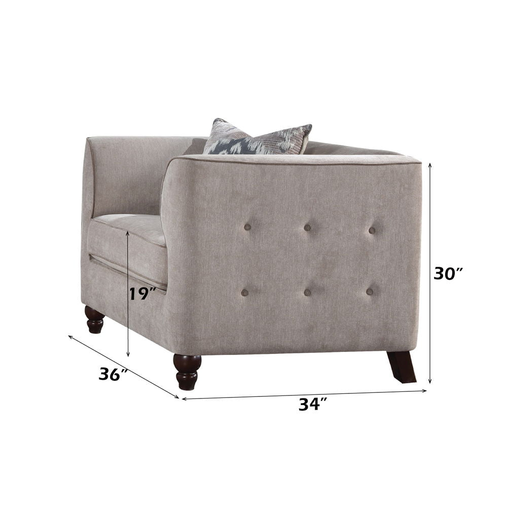 Cyndi - Chair With Pillow - Tan Velvet