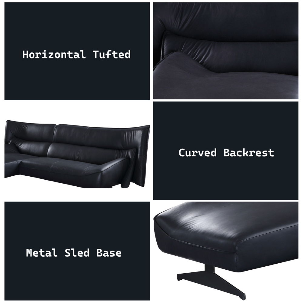 Maeko - Sectional Sofa - Dark Gray Top Grain Leather