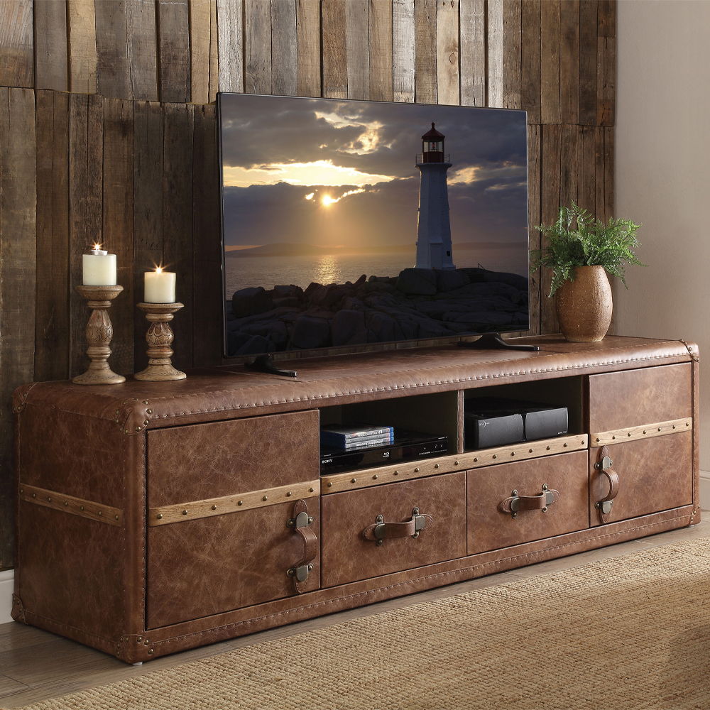 Aberdeen - TV Stand - Retro Brown Top Grain Leather