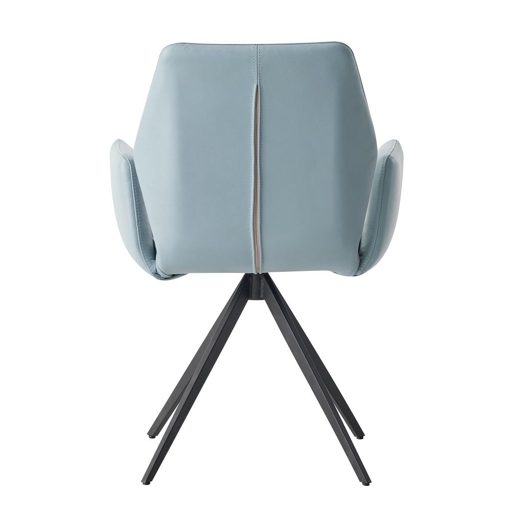 Segismunda - Arm Chair With Swivel - Light Blue Leather & Black