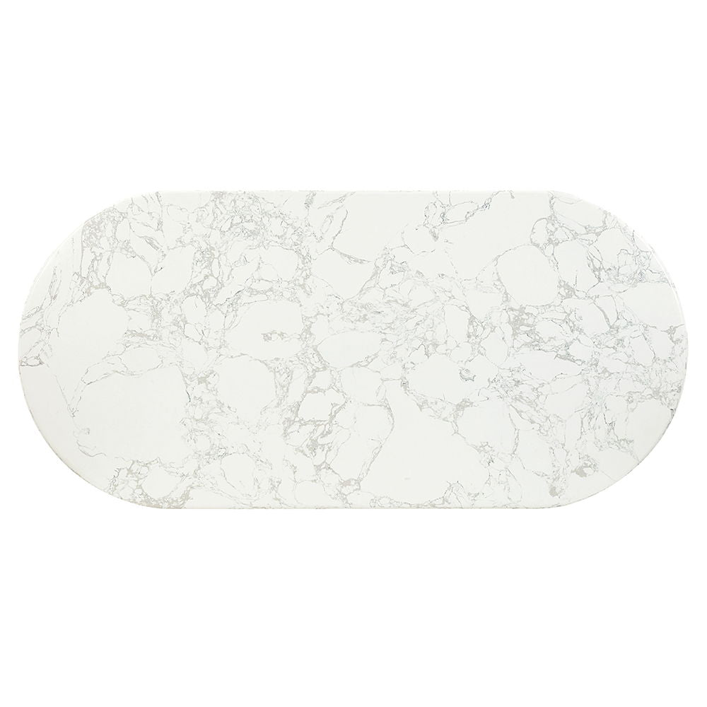 Zayn - Dining Table - White Natrual Marble Top & White