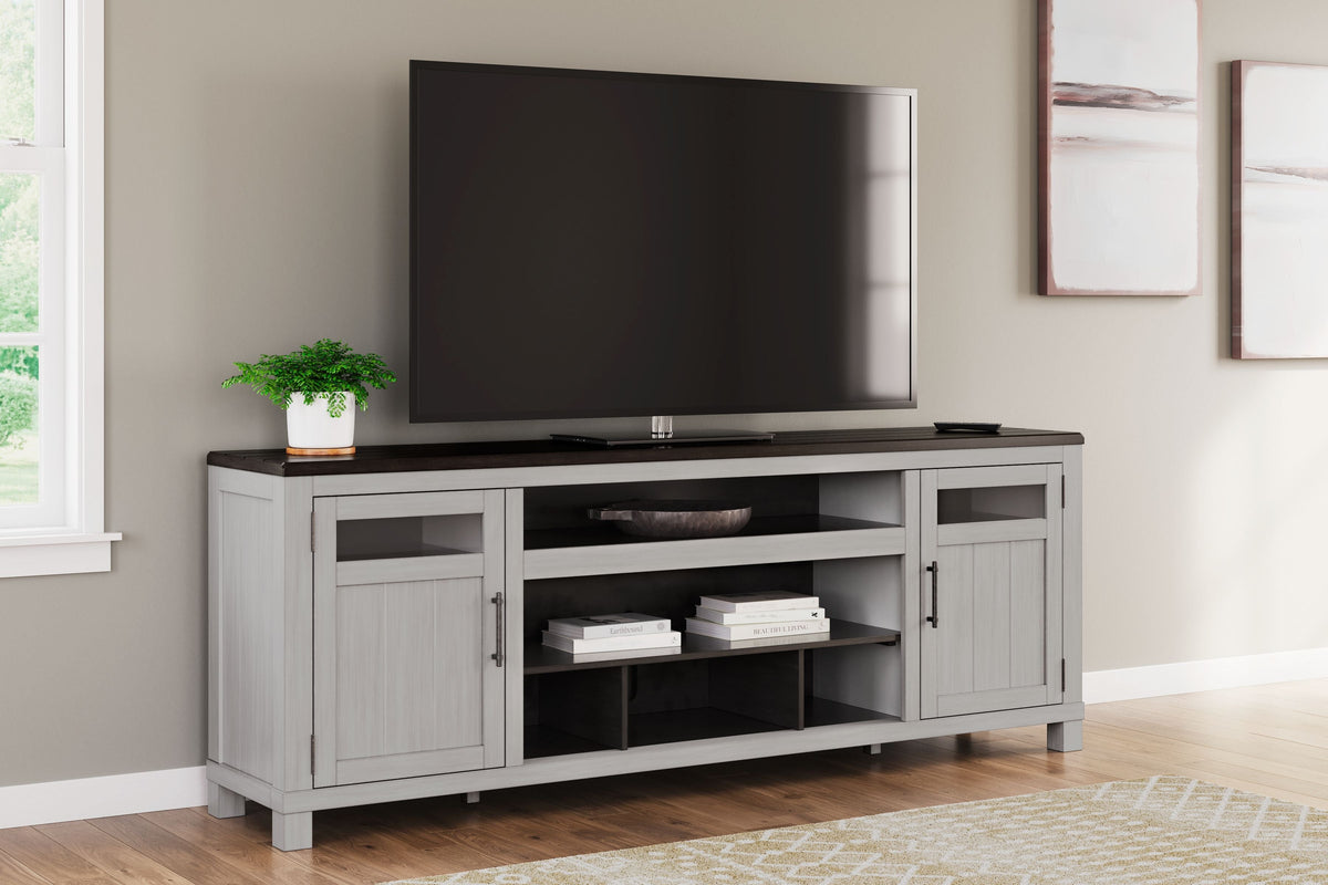Darborn - XL TV Stand With Fireplace Option - Gray / Brown