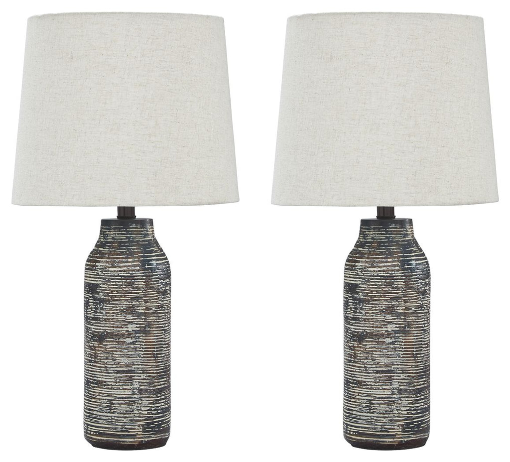Mahima - Paper Table Lamp (Set of 2) - Black / White