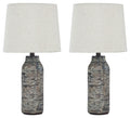 Mahima - Paper Table Lamp (Set of 2) - Black / White