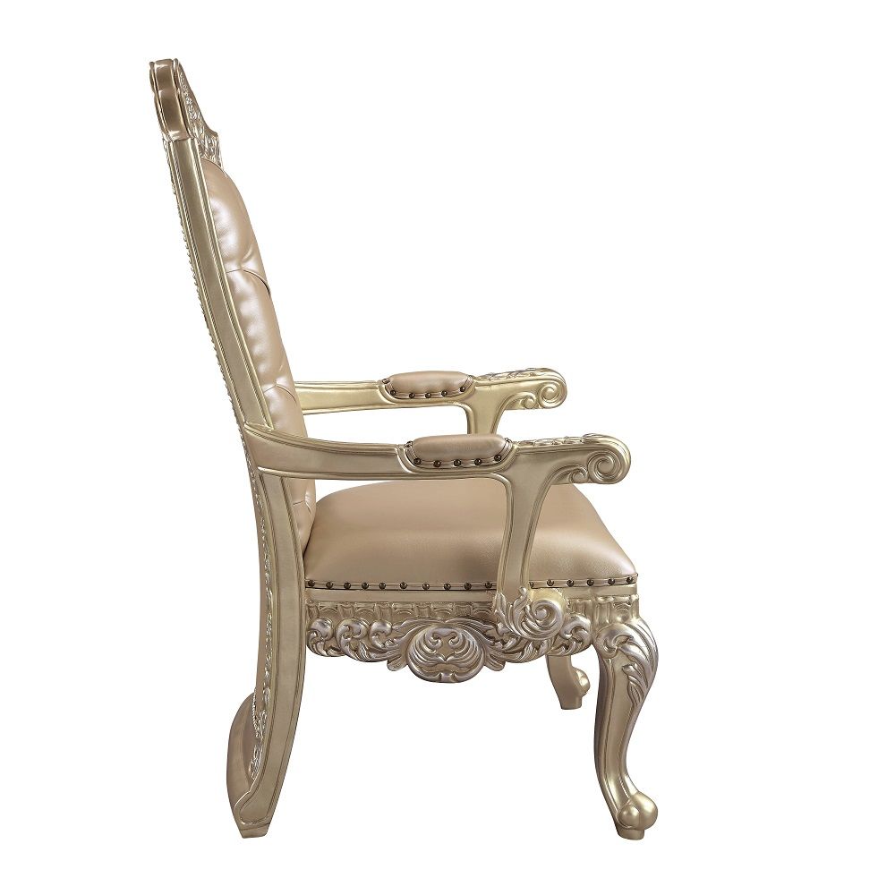 Vatican - Arm Chair (Set of 2) - Synthetic Leather & Champagne Silver