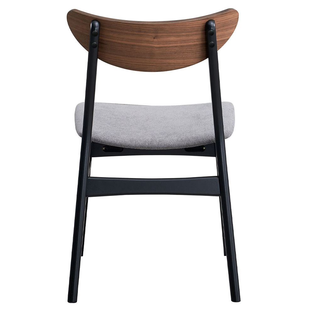 Rebi - Side Chair (Set of 2) - Gray Linen, Walnut & Black