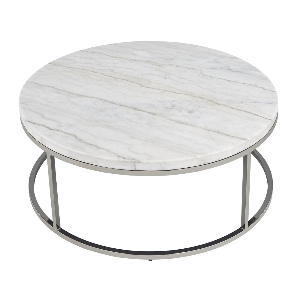 Zaidee - Coffee Table With Marble - Marble Top & Nickel