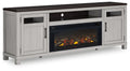 Darborn - 88" TV Stand With Electric Infrared Fireplace Insert - Gray / Brown