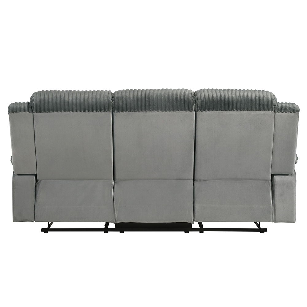 Lesley - Motion Sofa - Gray Corduroy & Velvet