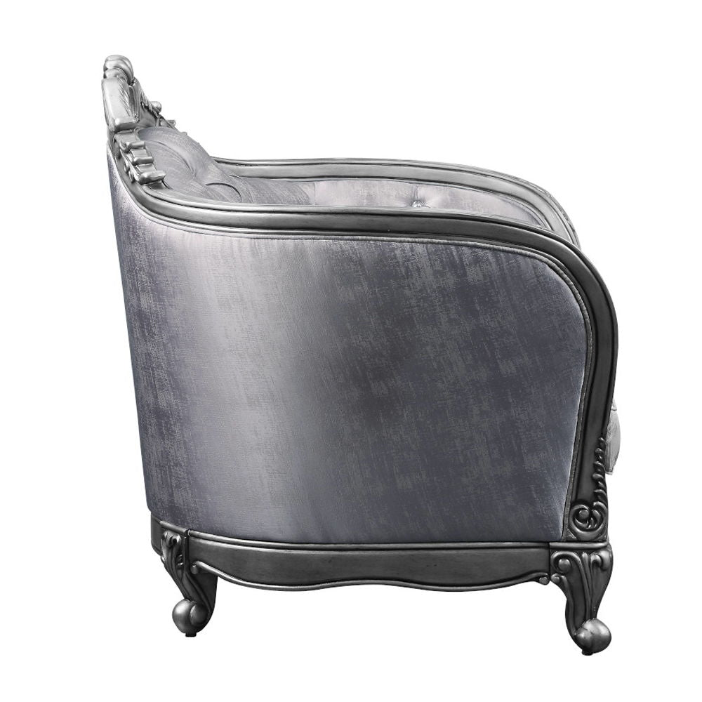 Ariadne - Loveseat With 3 Pillows - Fabric & Platinum