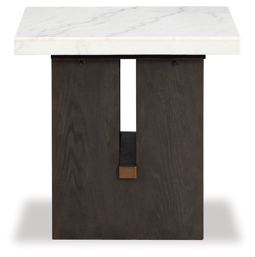 Burkhaus - Rectangular End Table - White / Dark Brown