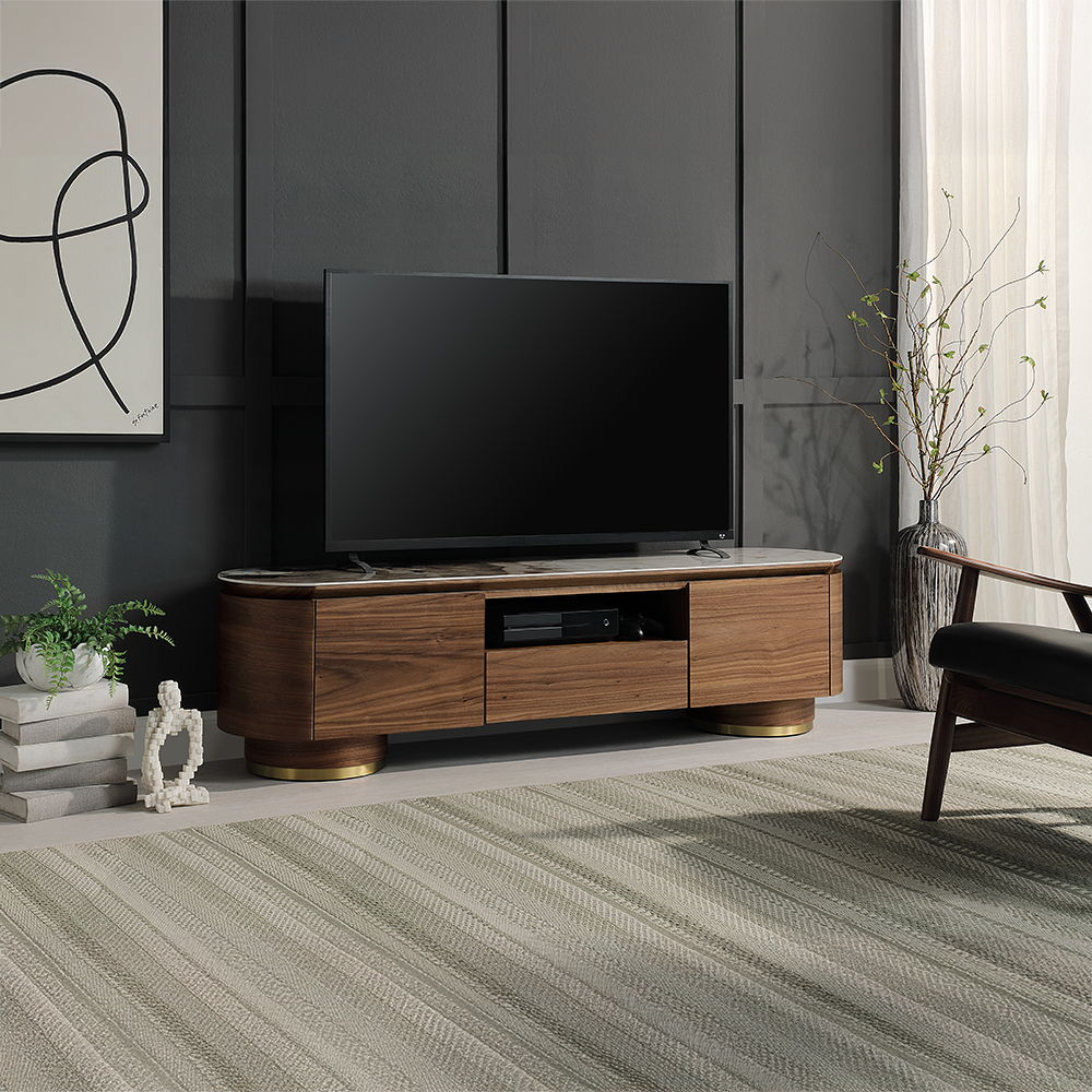 Willene - TV Stand With Ceramic Top - Ceramic Top & Walnut