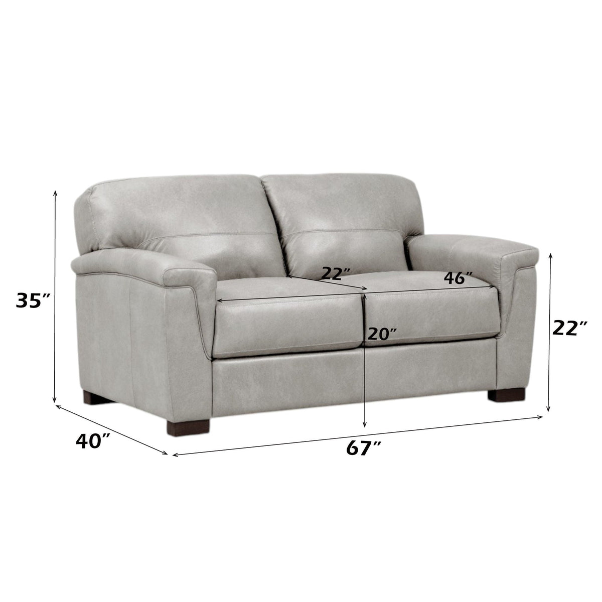 Cornelia - Loveseat - Pearl Gray Leather