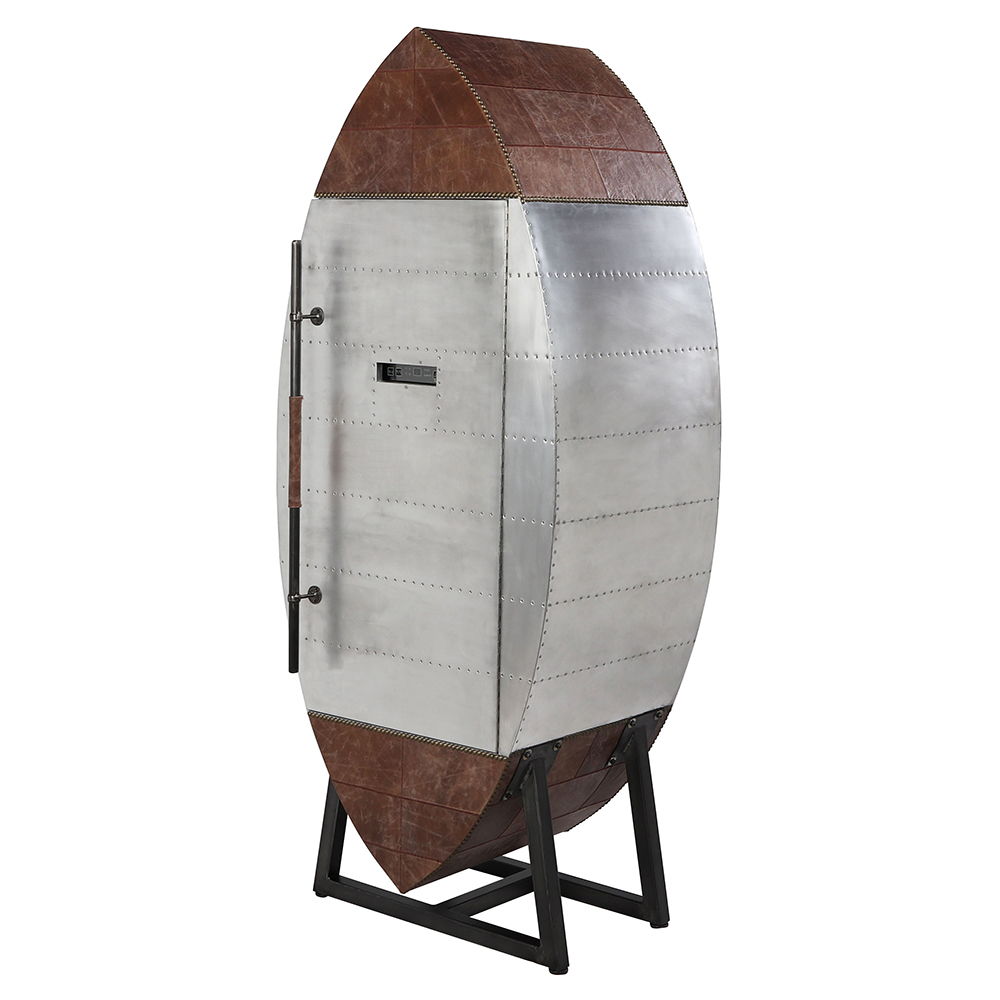 Brancaster - Wine Cooler - Retro Brown Top Grain Leather & Aluminum