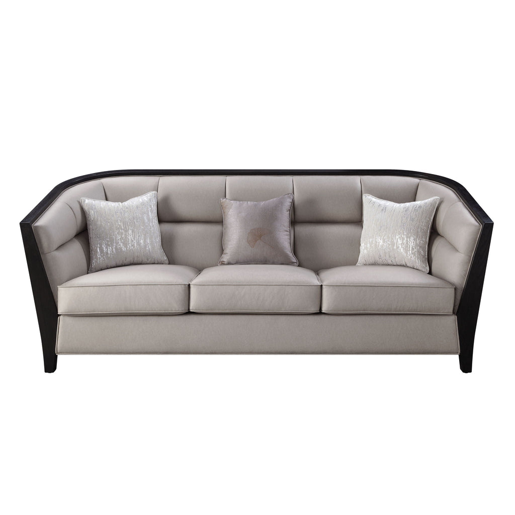 Zemocryss - Sofa With 3 Pillows - Beige Fabric