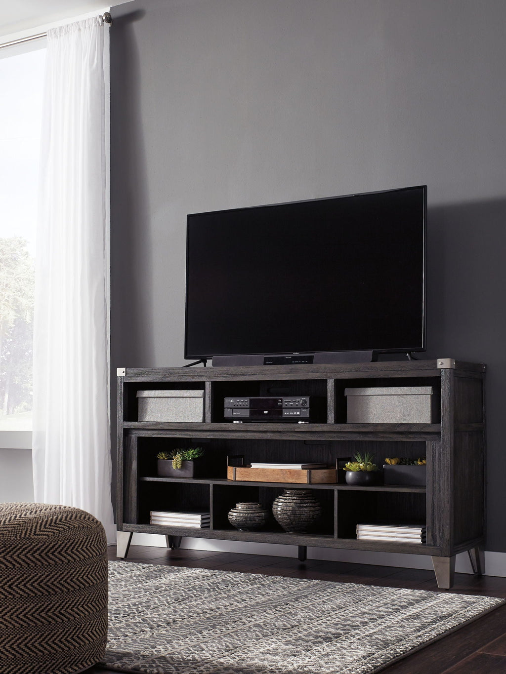Todoe - LG TV Stand With Fireplace Option - Gray