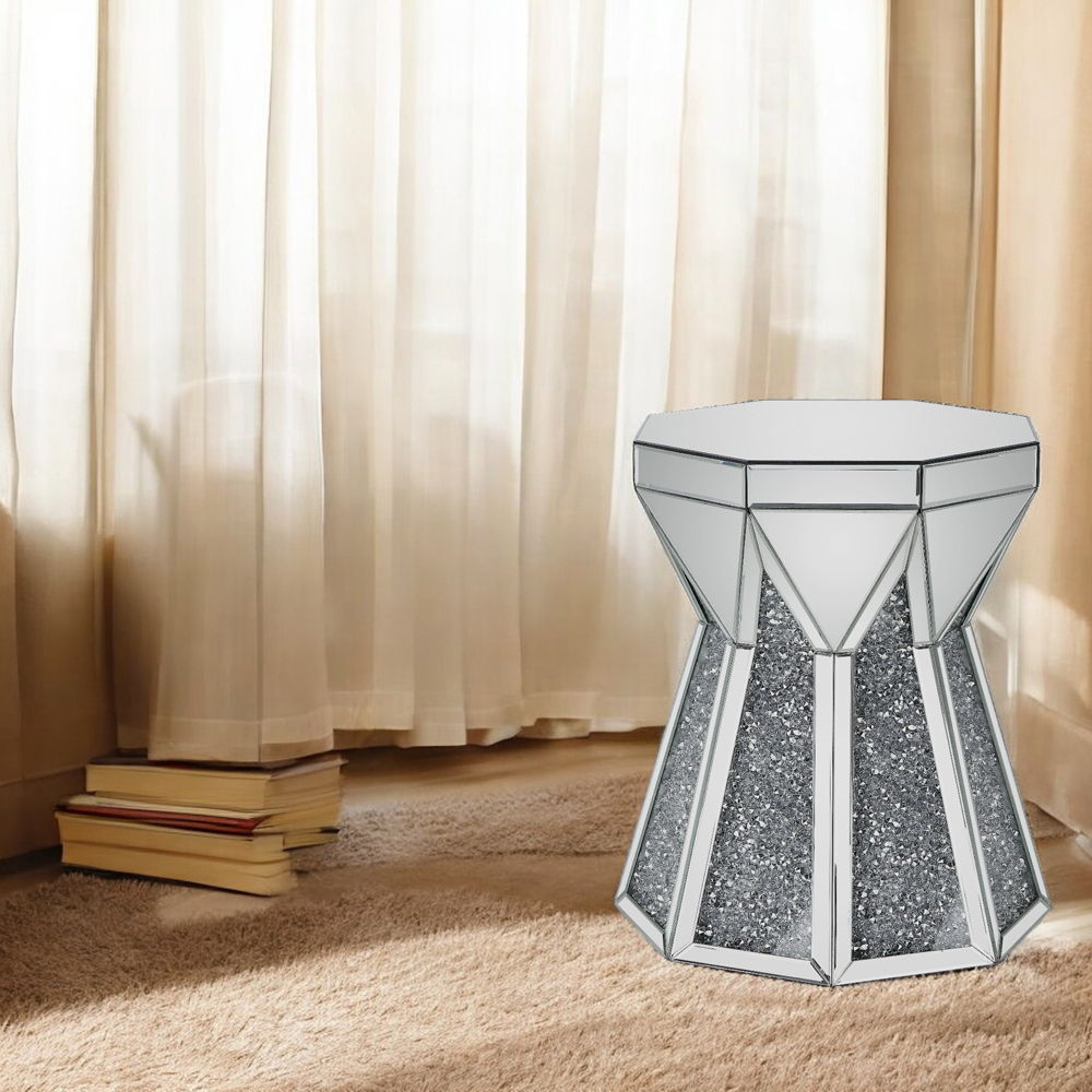Noralie - End Table - Mirrored & Faux Diamonds