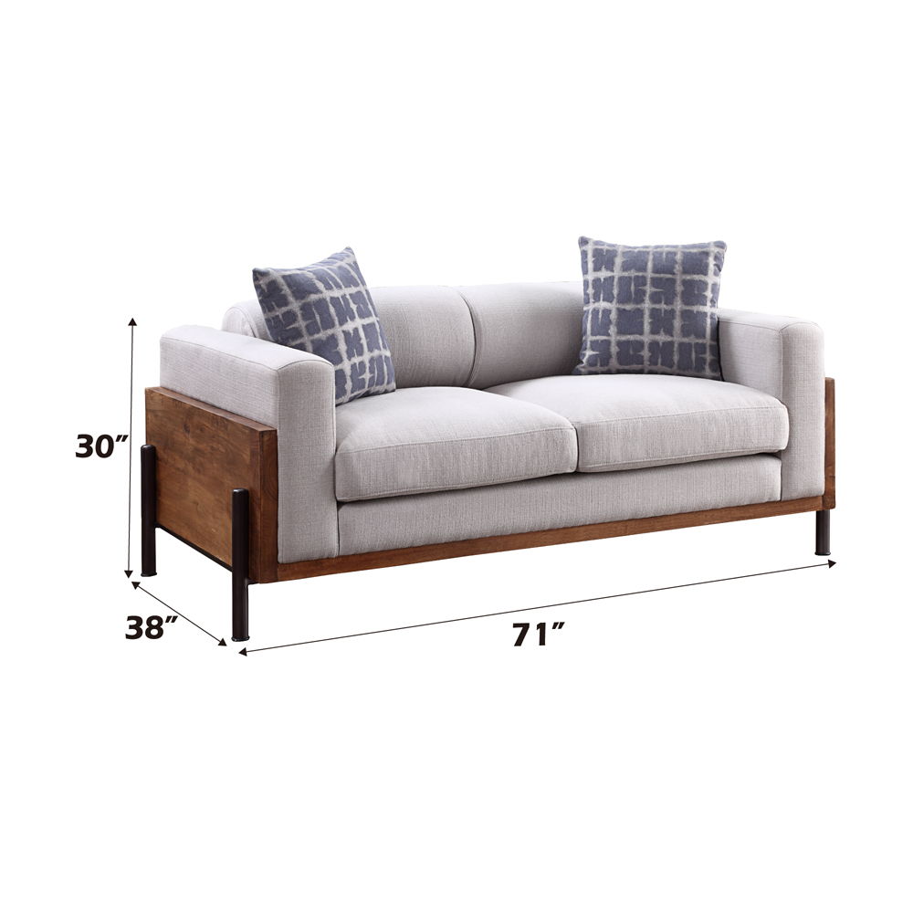 Pelton - Loveseat With 2 Pillows - Fabric & Walnut