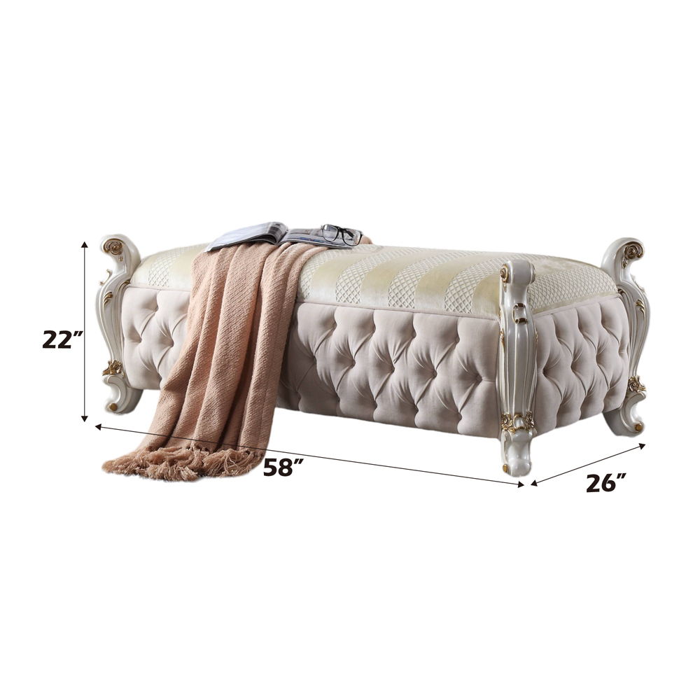 Picardy - Bench - Fabric & Antique Pearl