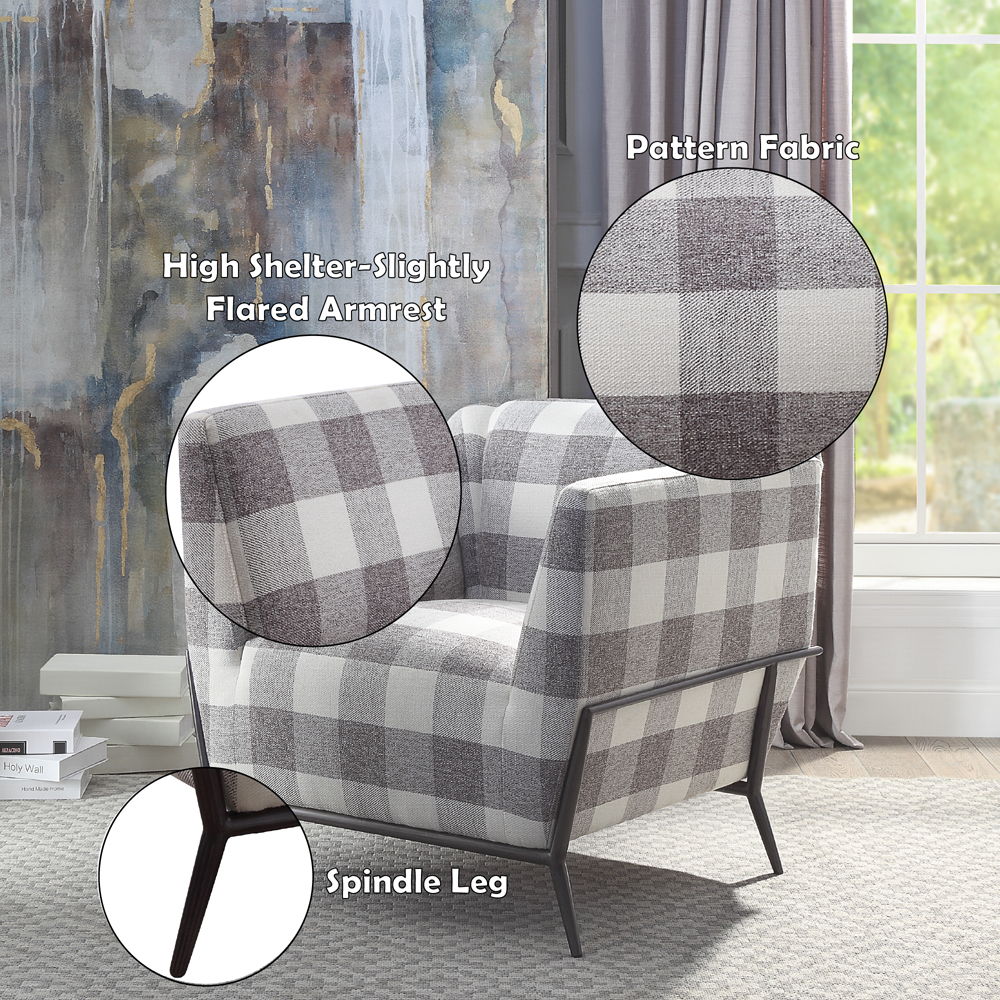 Niamey II - Accent Chair - Pattern Fabric & Metal Frame Black