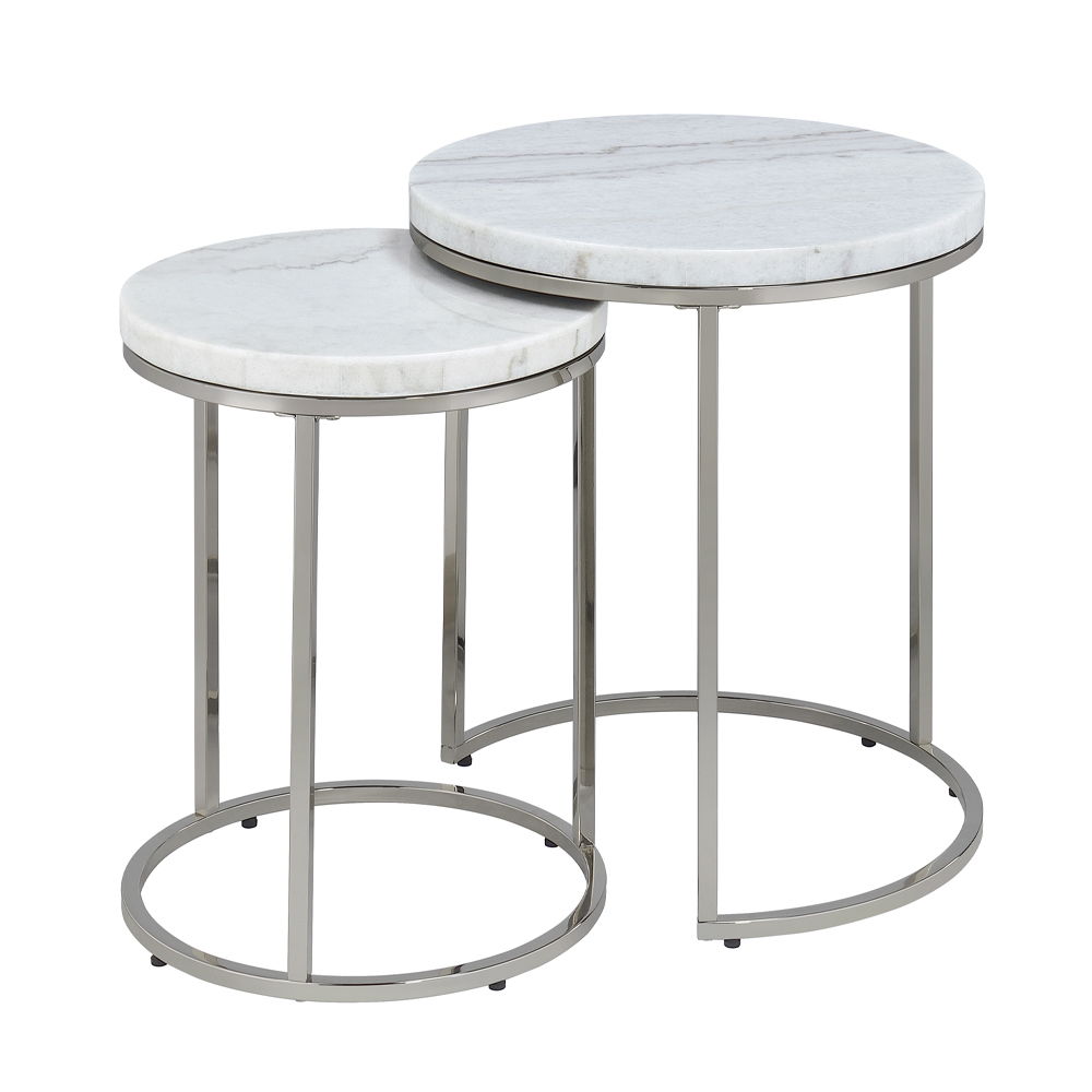 Zaidee - Nesting Table Set - Marble Top & Nickel