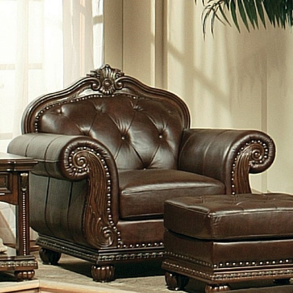 Anondale - Chair - Espresso Top Grain Leather Match & Cherry